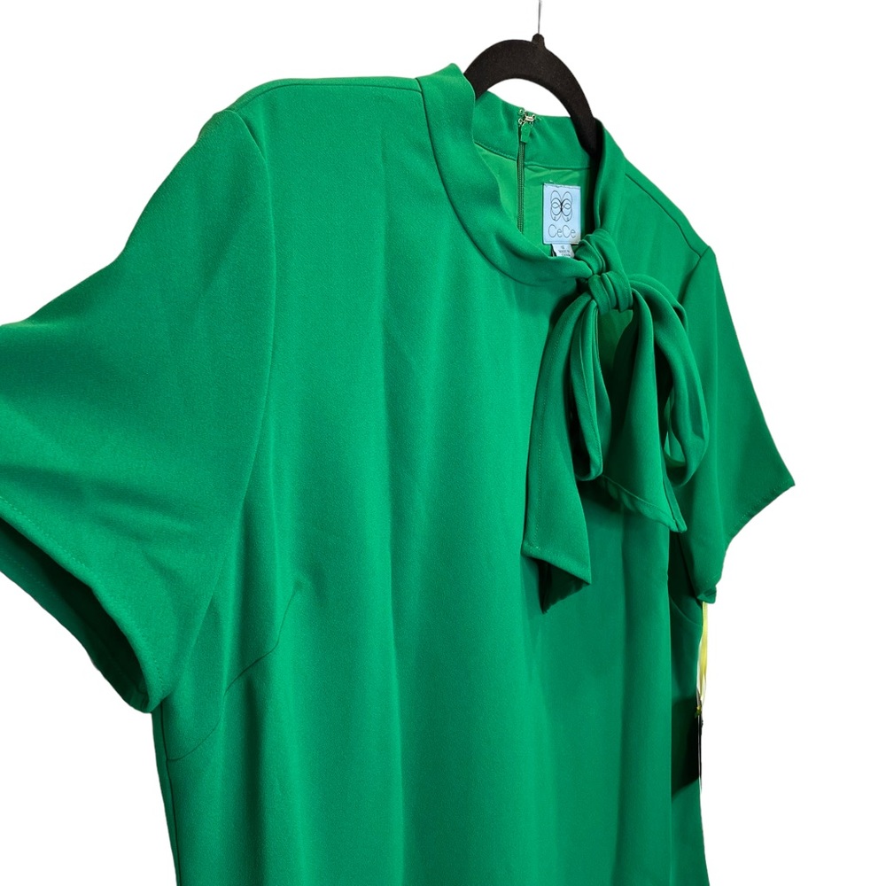 CeCe Bow Neck Short Sleeve Dress Lush Green Size 16 New - Picture 4 of 10